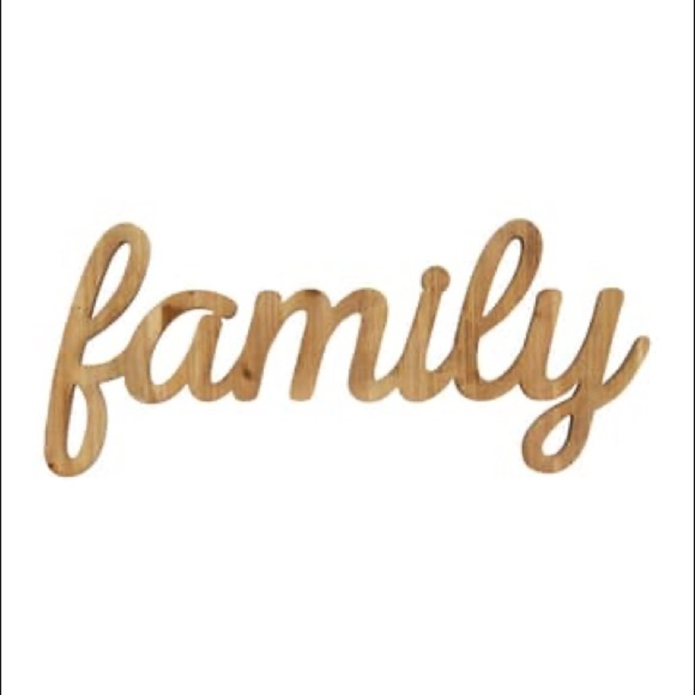 Wall Decor Natural Wood Script Family Wall Hanging